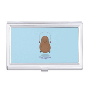Cute happy potato jumping rope cartoon business card case