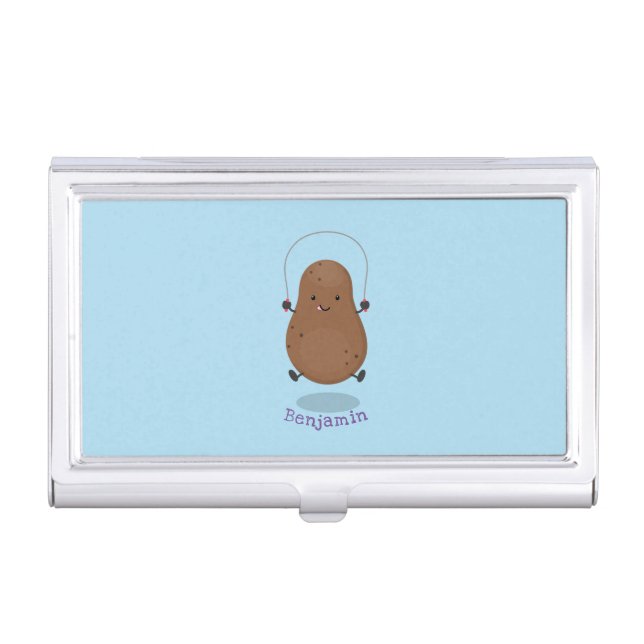 Cute happy potato jumping rope cartoon business card case (Front)