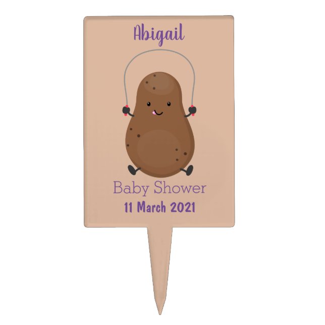 Cute happy potato jumping rope cartoon cake topper (Front)