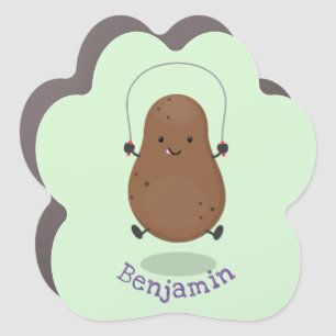 Cute happy potato jumping rope cartoon car magnet