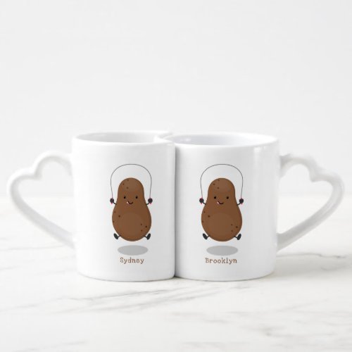 Cute happy potato jumping rope cartoon coffee mug set