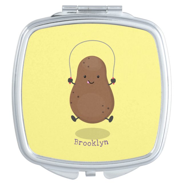 Cute happy potato jumping rope cartoon compact mirror (Front)