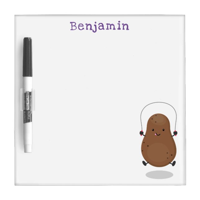 Cute happy potato jumping rope cartoon dry erase board (Front)