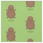 Cute happy potato jumping rope cartoon fabric