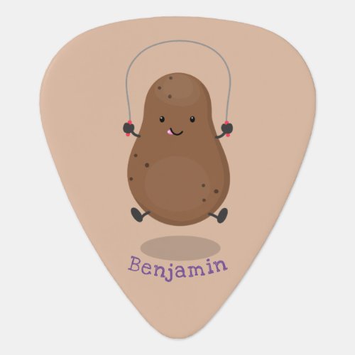 Cute happy potato jumping rope cartoon  guitar pick