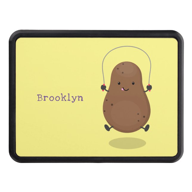 Cute happy potato jumping rope cartoon hitch cover (Front)