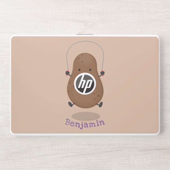 Cute happy potato jumping rope cartoon HP laptop skin (Front)