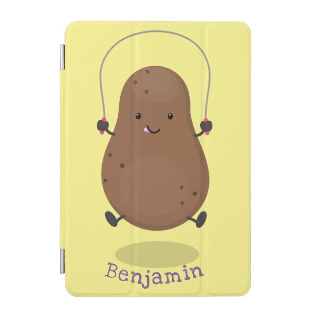 Cute happy potato jumping rope cartoon iPad mini cover (Front)