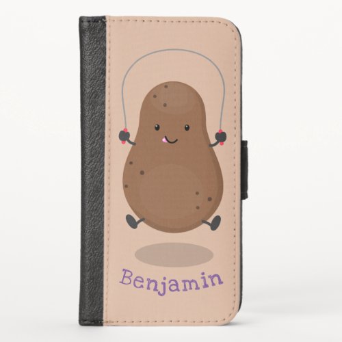 Cute happy potato jumping rope cartoon iPhone x wallet case