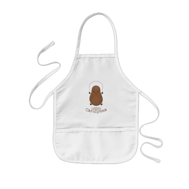 Cute happy potato jumping rope cartoon kids' apron (Front)