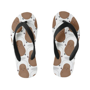 Cute happy potato jumping rope cartoon kid's flip flops