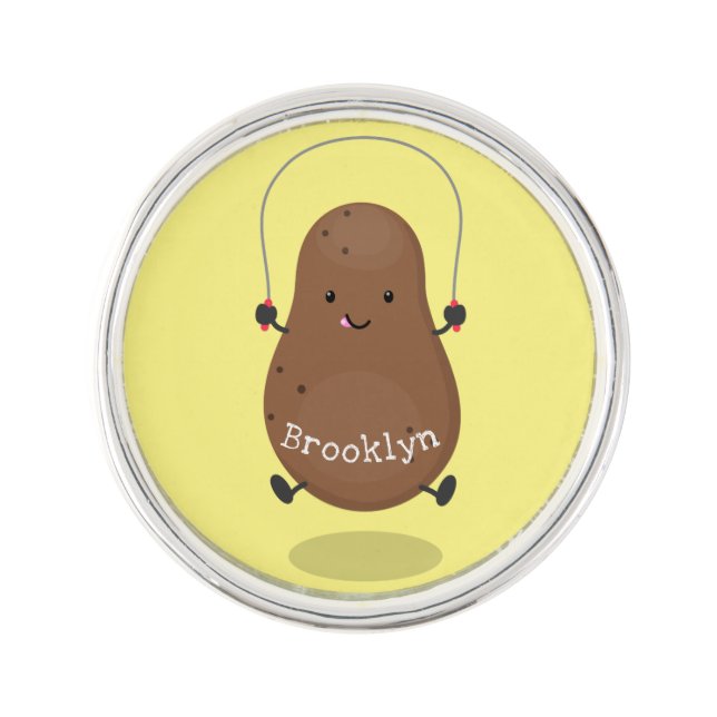 Cute happy potato jumping rope cartoon lapel pin (Front)