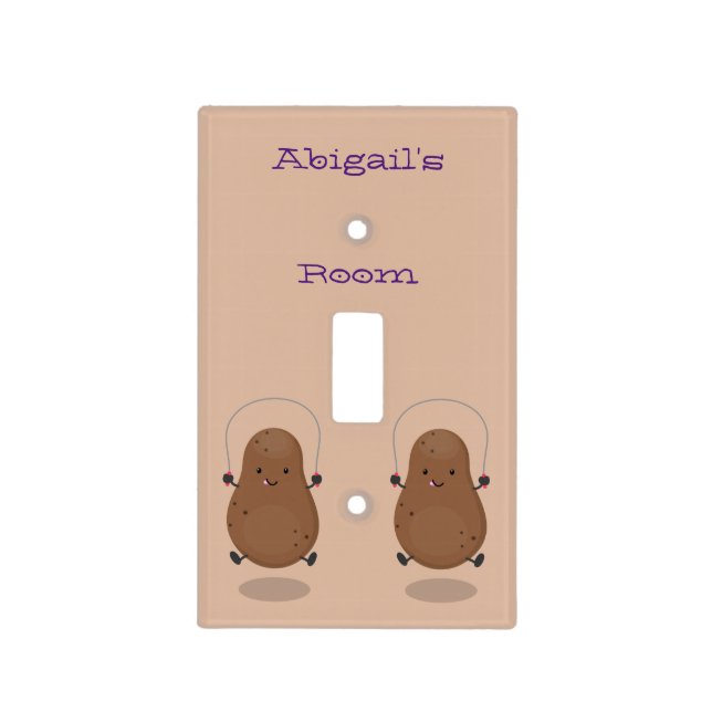 Cute happy potato jumping rope cartoon  light switch cover (Front)