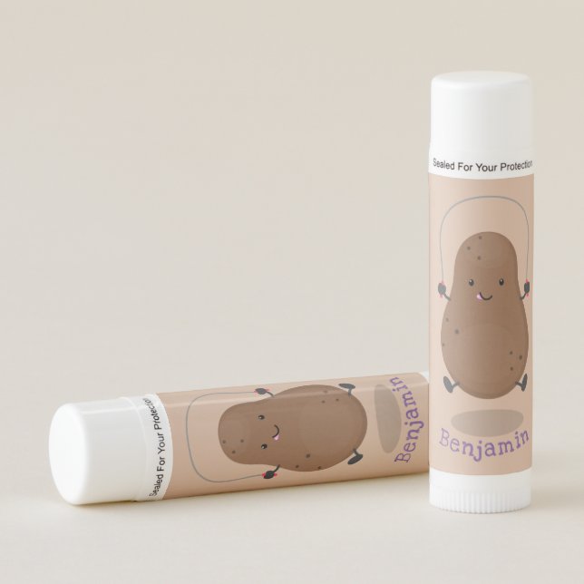 Cute happy potato jumping rope cartoon lip balm (Front)