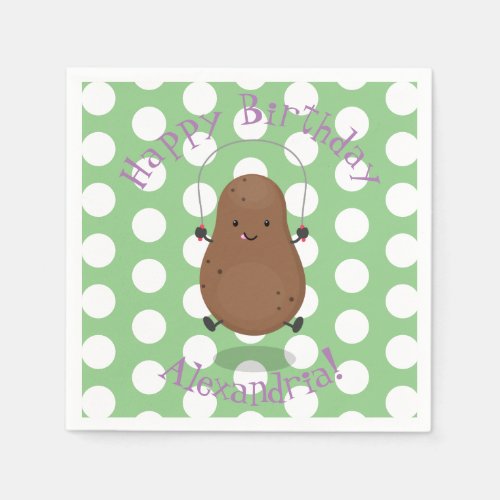 Cute happy potato jumping rope cartoon napkins