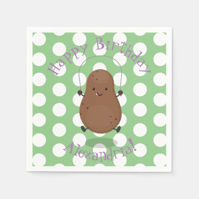 Cute happy potato jumping rope cartoon napkins (Front)