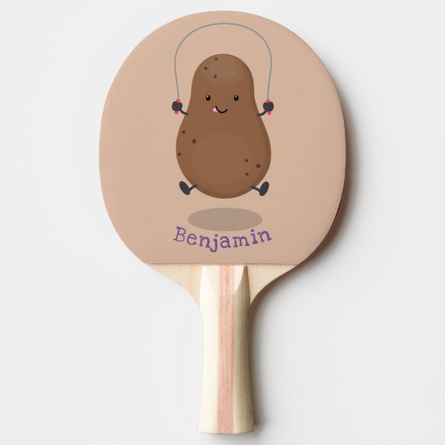 Cute happy potato jumping rope cartoon ping pong paddle (Front)