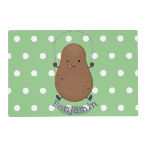 Cute happy potato jumping rope cartoon placemat