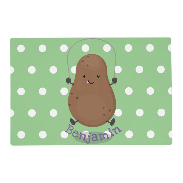Cute happy potato jumping rope cartoon placemat (Front)