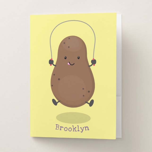 Cute happy potato jumping rope cartoon pocket folder (Front)