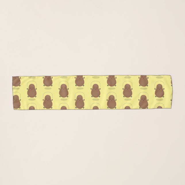 Cute happy potato jumping rope cartoon scarf (Front (Horizontal))
