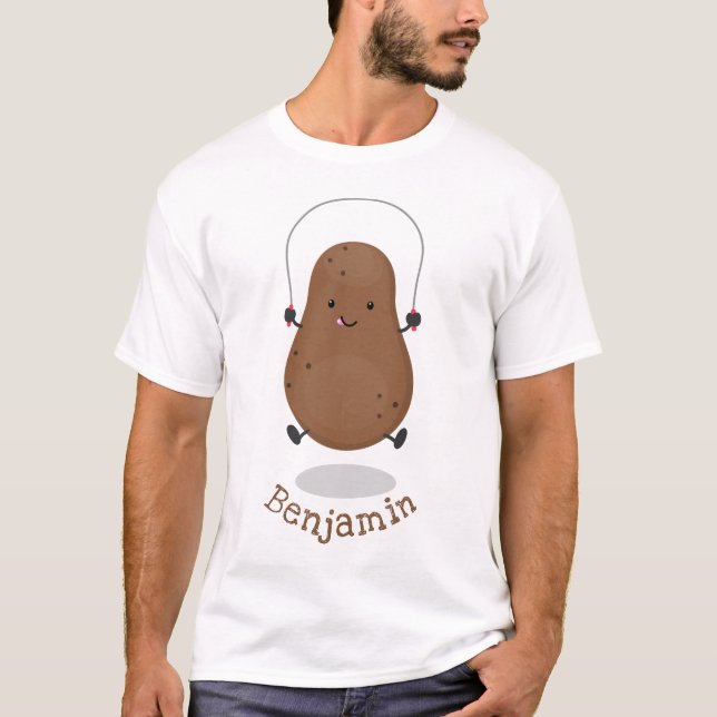Cute happy potato jumping rope cartoon T-Shirt (Front)