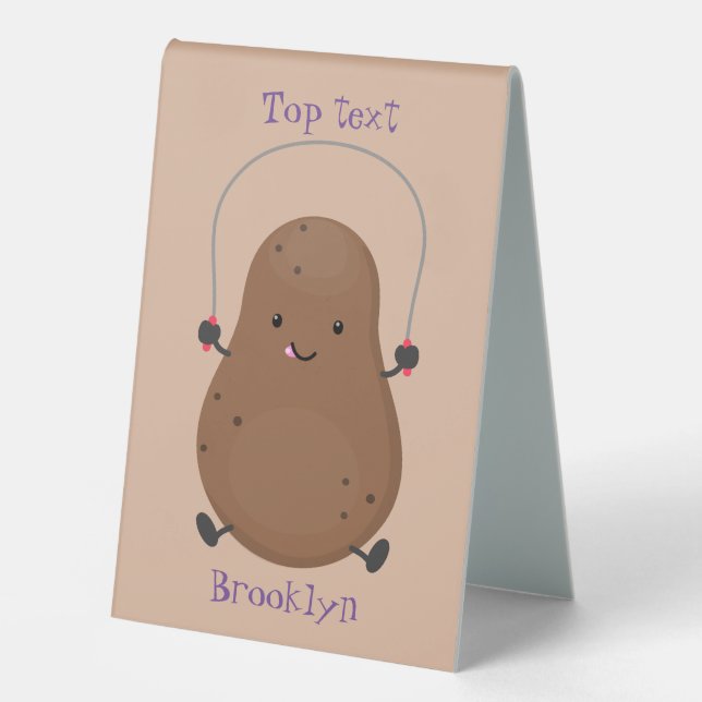 Cute happy potato jumping rope cartoon table tent (Front)