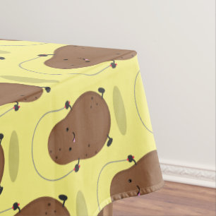 Cute happy potato jumping rope cartoon tablecloth