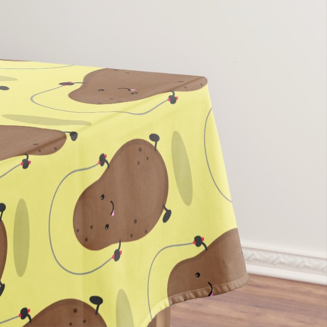Cute happy potato jumping rope cartoon tablecloth (In Situ)
