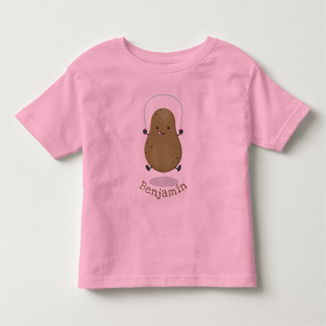 Cute happy potato jumping rope cartoon toddler t-shirt (Front)