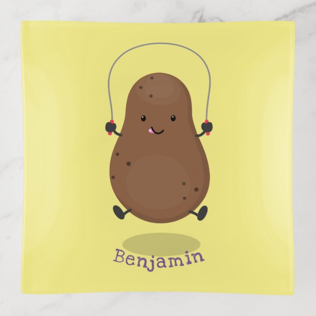 Cute happy potato jumping rope cartoon trinket tray (Front)