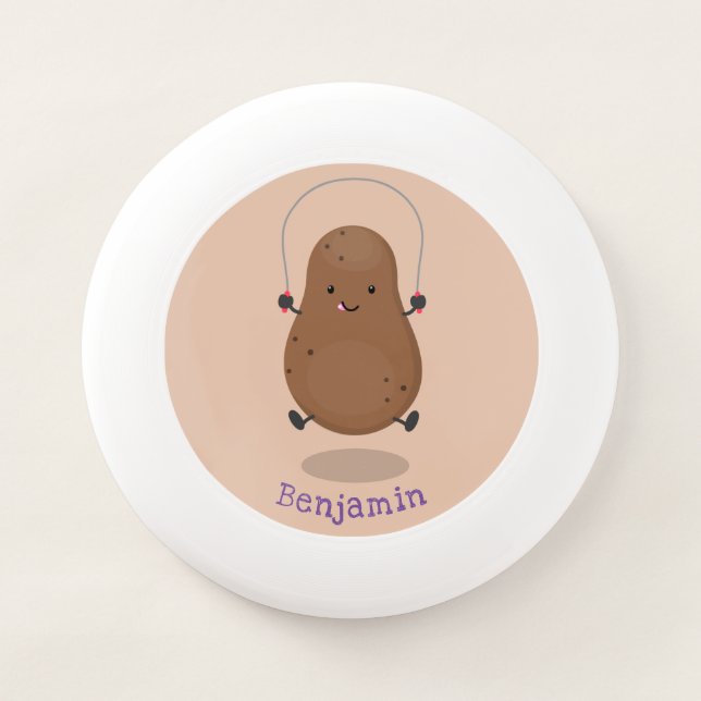 Cute happy potato jumping rope cartoon Wham-O frisbee (Front)