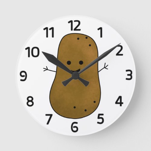 Cute Happy Potato Round Clock