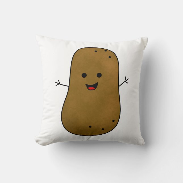 Cute Happy Potato Throw Pillow (Front)