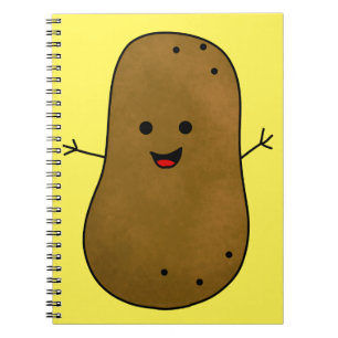 Cute Happy Potato, Yellow Background Notebook