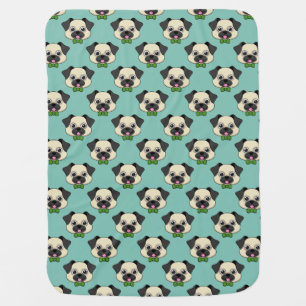Cute Happy Pug Dog with Papillon Baby Blanket