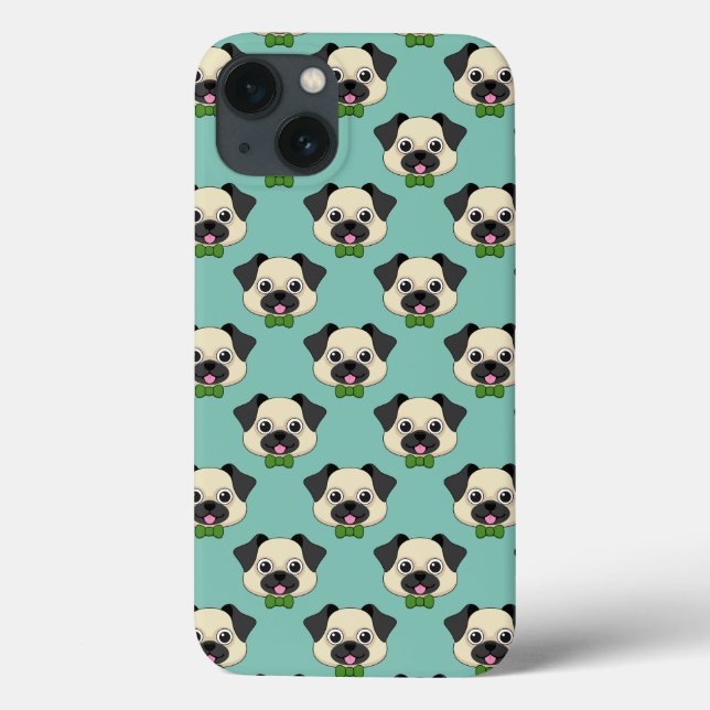 Cute Happy Pug Dog with Papillon Case-Mate iPhone Case (Back)