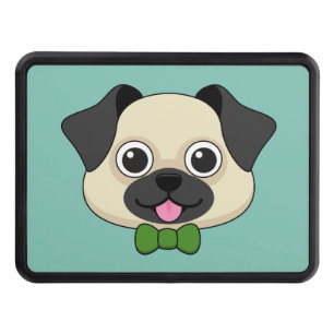 Cute Happy Pug Dog with Papillon Hitch Cover