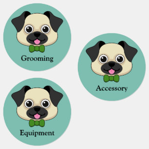 Cute Happy Pug Dog with Papillon Personalize Labels
