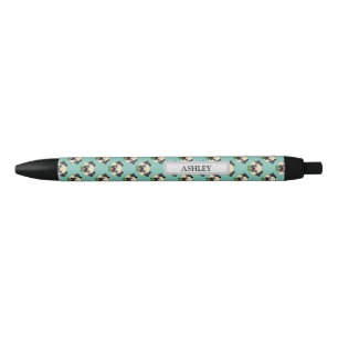 Cute Happy Pug Dog with Papillon Personalize Pen