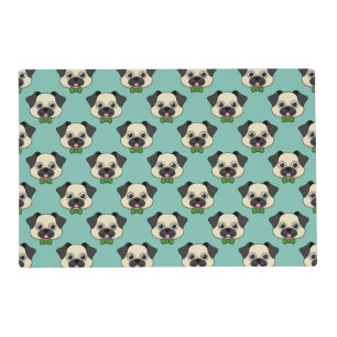 Cute Happy Pug Dog with Papillon Placemat