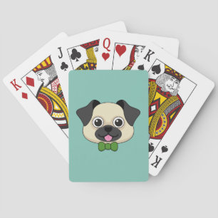 Cute Happy Pug Dog with Papillon Poker Cards
