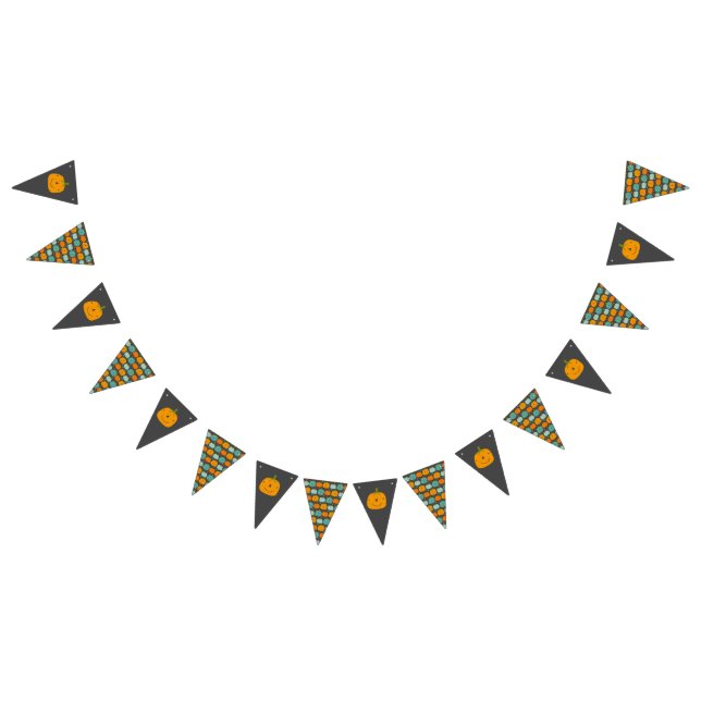 Cute Happy Pumpkins orange, blue Halloween  Bunting Flags (All)