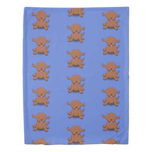 Cute happy puppy dog blue cartoon illustration duvet cover