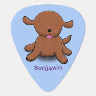 Cute happy puppy dog blue cartoon illustration guitar pick