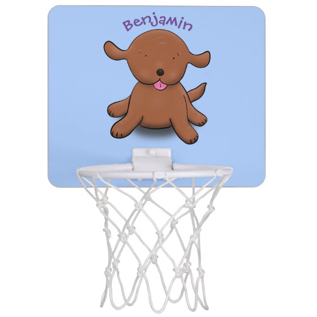 Cute happy puppy dog blue cartoon illustration mini basketball hoop (Front)