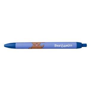 Cute happy puppy dog blue cartoon illustration pen