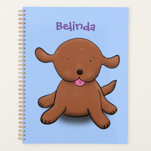 Cute happy puppy dog blue cartoon illustration planner