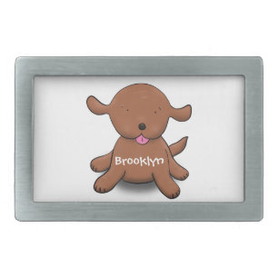 Cute happy puppy dog cartoon illustration belt buckle