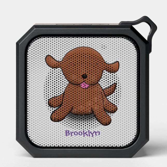 Cute happy puppy dog cartoon illustration bluetooth speaker (Front)